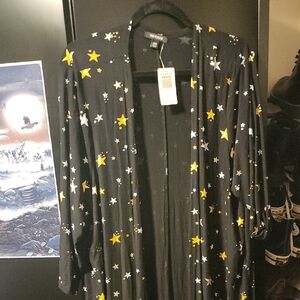 Torrid Black Kimono with Star Pattern